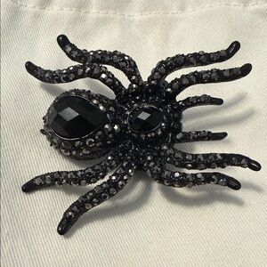 Black Crystal Spider Ring  - Womens Accessories
